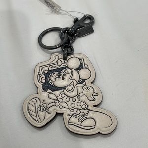 Coach X Disney Minnie Mouse White Leather Boombox Bag charm keychain FOB